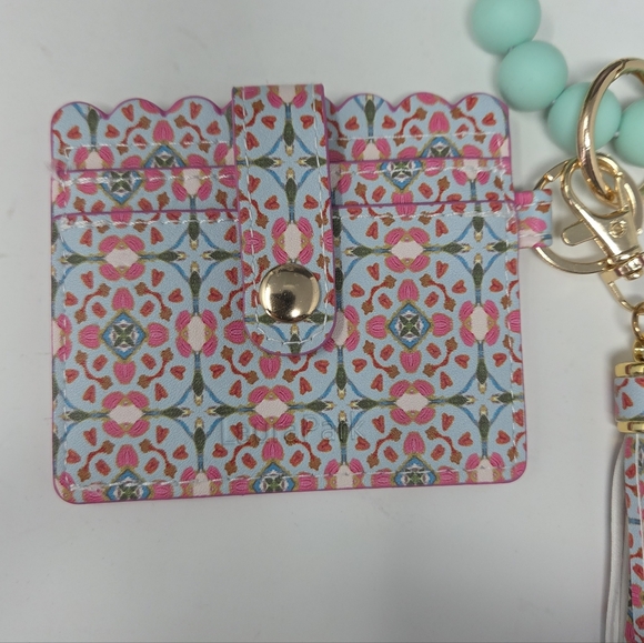 Laura Park Gasparilla Keychain Wristlet Card Bracelet Wallet Light Blue Pink - Picture 3 of 4